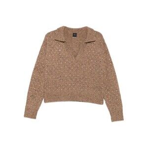 Pinko Camel Knit Top With Deep V-Neckline - NWT